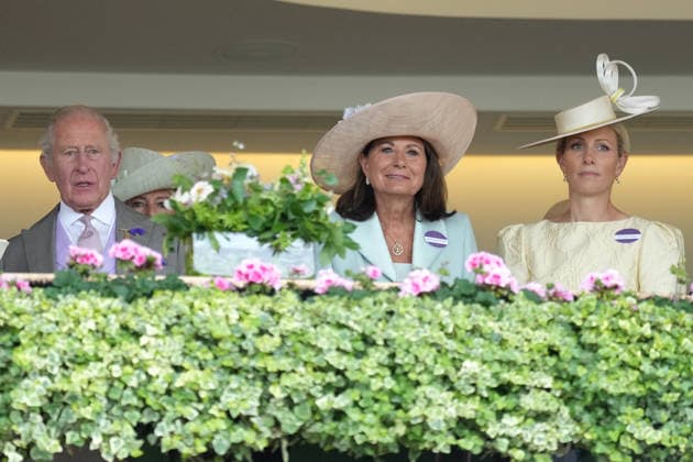Royal Ascot Day Three King Charles, Carole Middleton and Zara Tindall attend Day Three of Royal Ascot, at Ascot Racecourse, Ascot, Berkshire, UK, on the 18th June 2026. Picture by James Whatling Ascot Ascot Racecourse Berkshire United Kingdom  WHA-0829