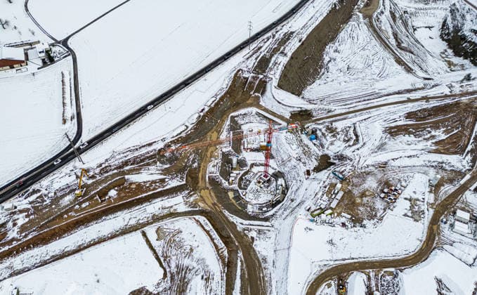 Drone footage of the major infrastructure construction site in G Glattfelden, Switzerland, 23rd Nov 2024: Drone footage of the major construction site at the Chrüzstrasse roundabout. The expansion of Schaffhauserstrasse in the Zurich lowlands shows the current construction progress and the future traffic flow from above. *** Drone footage of the major infrastructure construction site in G Glattfelden, Switzerland, November 23, 2024. Drone footage of the major construction site at the Chrüzstrasse roundabout. The expansion of Schaffhauserstrasse in the Zurich lowlands shows the current construction progress and the future traffic flow from above.,detected_source_language Copyright: xAndreasxHaasx