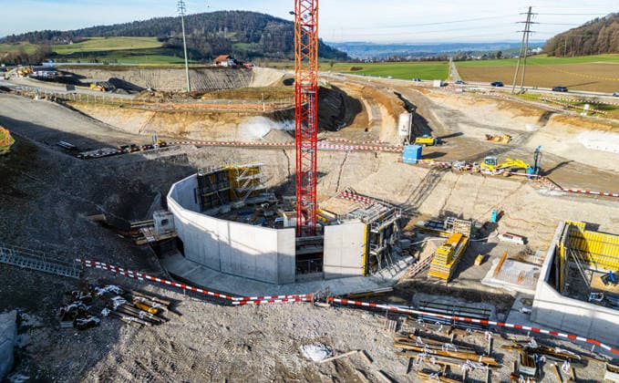 Drone footage of the major infrastructure construction site in G Glattfelden, Switzerland, 1st Jan 2025: Drone footage of the major construction site at the Chrüzstrasse roundabout. The expansion of Schaffhauserstrasse in the Zurich lowlands shows the current construction progress and the future traffic flow from above. *** Drone footage of the major infrastructure construction site in G Glattfelden, Switzerland, January 1, 2025. Drone footage of the major construction site at the Chrüzstrasse roundabout. The expansion of Schaffhauserstrasse in the Zurich lowlands shows the current construction progress and the future traffic flow from above.,detected_source_language Copyright: xAndreasxHaasx