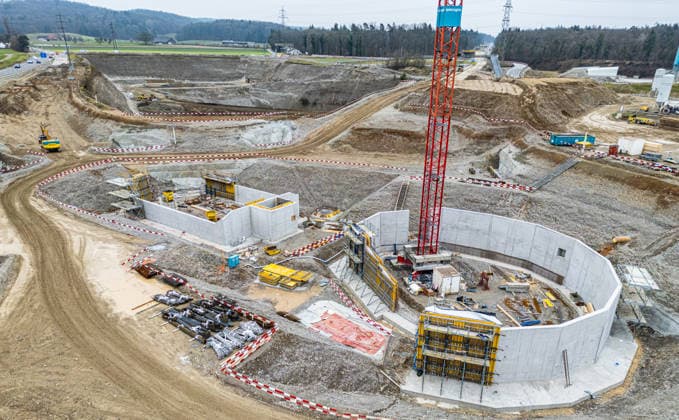 Drone footage of the major infrastructure construction site in G Glattfelden, Switzerland, 2nd Feb 2025: The Schaffhauserstrasse construction site between Bülach and Eglisau near Glattfelden is to be widened to four lanes by 2026. Construction started in May 2024. Current: As of February 2025. *** Drone footage of the major infrastructure construction site in Glattfelden, Switzerland, February 2, 2025 Copyright: xAndreasxHaasx