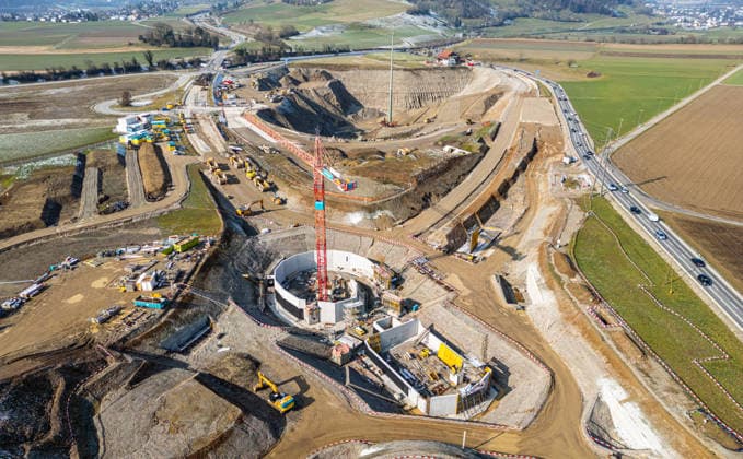 Drone footage of the major infrastructure construction site in G Glattfelden, Switzerland, 15th Feb 2025: Drone footage of the major construction site at the Chrüzstrasse roundabout. The expansion of Schaffhauserstrasse in the Zurich lowlands shows the current construction progress and the future traffic flow from above. *** Drone footage of the major infrastructure construction site in G Glattfelden, Switzerland, February 15, 2025. Drone footage of the major construction site at the Chrüzstrasse roundabout. The expansion of Schaffhauserstrasse in the Zurich lowlands shows the current construction progress and the future traffic flow from above.,detected_source_language Copyright: xAndreasxHaasx