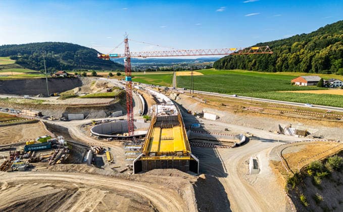 Drone footage of the major infrastructure construction site in G Glattfelden, Switzerland, 5th Jul 2025: Drone footage of the major construction site at the Chrüzstrasse roundabout. The expansion of Schaffhauserstrasse in the Zurich lowlands shows the current construction progress and the future traffic flow from above. *** Drone footage of the major infrastructure construction site in G Glattfelden, Switzerland, July 5, 2025. Drone footage of the major construction site at the Chrüzstrasse roundabout. The expansion of Schaffhauserstrasse in the Zurich lowlands shows the current construction progress and the future traffic flow from above.,detected_source_language Copyright: xAndreasxHaasx