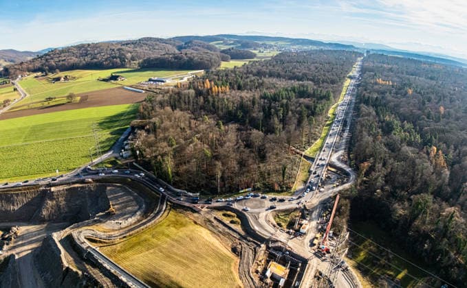 Drone footage of the major infrastructure construction site in G Glattfelden, Switzerland, 29th Nov 2025: Drone footage of the major construction site at the Chrüzstrasse roundabout. The expansion of Schaffhauserstrasse in the Zurich lowlands shows the current construction progress and the future traffic flow from above. *** Drone footage of the major infrastructure construction site in G Glattfelden, Switzerland, November 29, 2025. Drone footage of the major construction site at the Chrüzstrasse roundabout. The expansion of Schaffhauserstrasse in the Zurich lowlands shows the current construction progress and the future traffic flow from above.,detected_source_language Copyright: xAndreasxHaasx