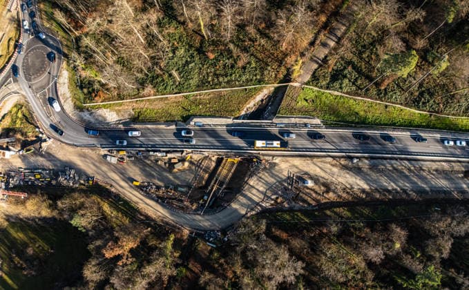 Drone footage of the major infrastructure construction site in G Glattfelden, Switzerland, 29th Nov 2025: Drone footage of the major construction site at the Chrüzstrasse roundabout. The expansion of Schaffhauserstrasse in the Zurich lowlands shows the current construction progress and the future traffic flow from above. *** Drone footage of the major infrastructure construction site in G Glattfelden, Switzerland, November 29, 2025. Drone footage of the major construction site at the Chrüzstrasse roundabout. The expansion of Schaffhauserstrasse in the Zurich lowlands shows the current construction progress and the future traffic flow from above.,detected_source_language Copyright: xAndreasxHaasx