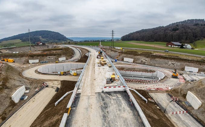 Drone footage of the major infrastructure construction site in G Glattfelden, Switzerland, 25th Dec 2025: Drone footage of the major construction site at the Chrüzstrasse roundabout. The expansion of Schaffhauserstrasse in the Zurich lowlands shows the current construction progress and the future traffic flow from above. *** Drone footage of the major infrastructure construction site in G Glattfelden, Switzerland, December 25, 2025. Drone footage of the major construction site at the Chrüzstrasse roundabout. The expansion of Schaffhauserstrasse in the Zurich lowlands shows the current construction progress and the future traffic flow from above.,detected_source_language Copyright: xAndreasxHaasx