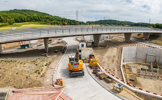 Drone footage of the major infrastructure construction site in G Glattfelden, Switzerland, 3rd May 2026: Drone footage of the major construction site at the Chrüzstrasse roundabout. The expansion of Schaffhauserstrasse in the Zurich lowlands shows the current construction progress and the future traffic flow from above. *** Drone footage of the major infrastructure construction site in G Glattfelden, Switzerland, May 3, 2026. Drone footage of the major construction site at the Chrüzstrasse roundabout. The expansion of Schaffhauserstrasse in the Zurich lowlands shows the current construction progress and the future traffic flow from above.,detected_source_language Copyright: xAndreasxHaasx