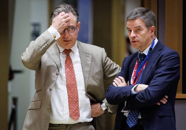 Belgian Prime Minister Bart De Wever and Director General for General and Institutional Policy Didier Seeuws pictured during a European Council Summit, Friday 19 June 2026, at the Council of the European Union, in Brussels.  BENOITxDOPPAGNE 178232283