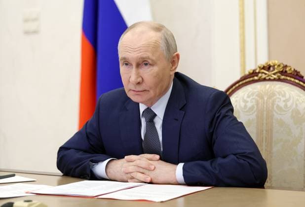 Russia Putin Security Council 9191782 19.06.2026 Russian President Vladimir Putin chairs a meeting with members of the Security Council via videoconference at the Kremlin in Moscow, Russia. Sergei Ilyin Sputnik Moscow Russia  Copyright: xSergeixIlyinx