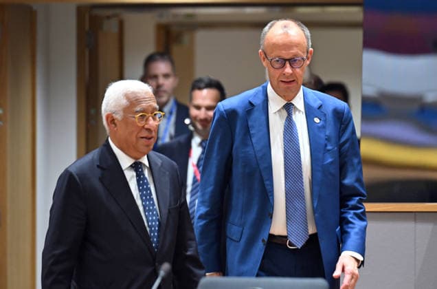 European Union Leaders’ Summit in Brussels BRUSSELS, BELGIUM - JUNE 19: German Chancellor Friedrich Merz (R) and European Council President Antonio Costa (L) attend the European Union (EU) Leaders’ Summit continues on its second day in Brussels, the capital of Belgium, on June 19, 2026. Dursun Aydemir Anadolu Brussels Belgium. Editorial use only. Please get in touch for any other usage.  Copyright: x2026xAnadoluxDursunxAydemirx