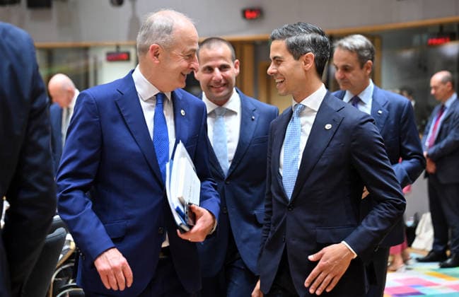 European Union Leaders’ Summit in Brussels BRUSSELS, BELGIUM - JUNE 19: Irish Prime Minister Micheal Martin (L) and Dutch Prime Minister Rob Jetten (R) attend the European Union (EU) Leaders’ Summit continues on its second day in Brussels, the capital of Belgium, on June 19, 2026. Dursun Aydemir Anadolu Brussels Belgium. Editorial use only. Please get in touch for any other usage.  Copyright: x2026xAnadoluxDursunxAydemirx
