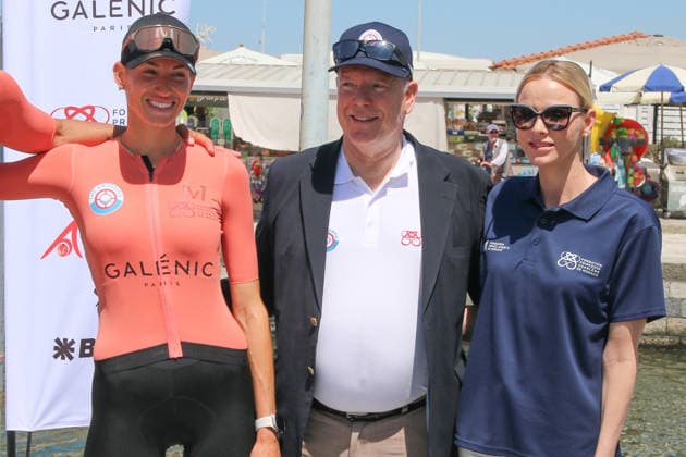 IPA85851079 - Viareggio: Prince Albert of Monaco and Princess Charlene at The Crossing, the water bike challenge organized by the Princess s Foundation, which starts in Viareggio and ends in Monaco  Copyright: xIacopoxGianninix xx 85851079