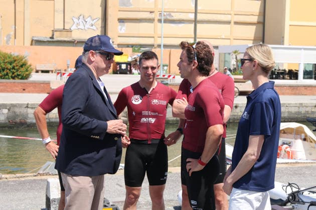 IPA85851113 - Viareggio: Prince Albert of Monaco and Princess Charlene at The Crossing, the water bike challenge organized by the Princess s Foundation, which starts in Viareggio and ends in Monaco  Copyright: xIacopoxGianninix xx 85851113