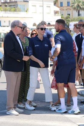 IPA85851146 - Viareggio: Prince Albert of Monaco and Princess Charlene at The Crossing, the water bike challenge organized by the Princess s Foundation, which starts in Viareggio and ends in Monaco  Copyright: xIacopoxGianninix xx 85851146