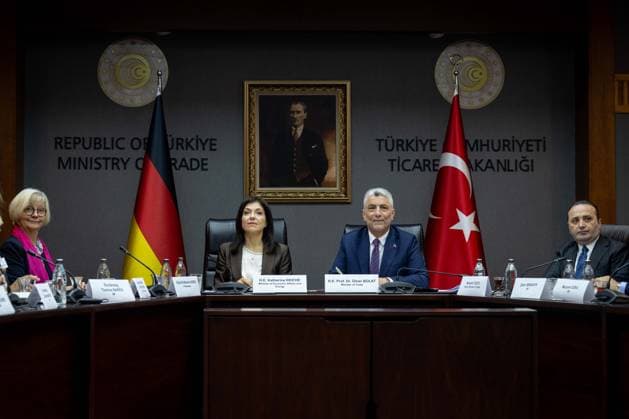 6th Term Meeting of the Turkiye-Germany JETCO held in Ankara ANKARA, TURKIYE - JUNE 19: Turkish Minister of Trade Omer Bolat (2nd R) and German Minister for Economic Affairs and Energy Katherina Reiche (2nd L) attend the 6th Term of the Turkiye-Germany Joint Economic and Trade Commission (JETCO) and roundtable meetings with business representatives from both countries, at the Turkish Ministry of Trade in Ankara, Turkiye, on June 19, 2026. Didem Mente Anadolu Ankara Turkey. Editorial use only. Please get in touch for any other usage.  Copyright: x2026xAnadoluxDidemxMentex