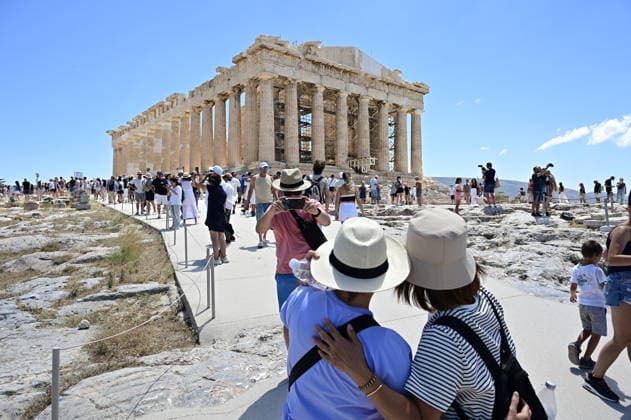 Restoration of Parthenon s western facade completed - Tourists visiting the Parthenon. For the first time in approximately 220 years, the culture ministry is now able to deliver the western facade of the Parthenon as fully restored as possible,in Athens Greece, on 19 June 2026. With the installation of two orthostates in the vacant positions of the western pediment and the completion of the restoration of the backing wall, the architectural integrity of the pediment has been restored. IMAGO ONE INCH PRODUCTIONS ATHENS Greece Copyright: xOnexInchxProductionsx 7004430