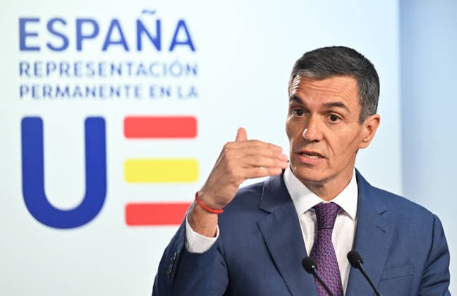 Spanish Prime Minister Pedro Sanchez Perez-Castejon BRUSSELS, BELGIUM - JUNE 19: Spanish Prime Minister Pedro Sanchez Perez-Castejon held a press conference following the European Union (EU) Leaders Summit in Brussels, Belgium on June 19, 2026. Dursun Aydemir Anadolu Brussels Belgium. Editorial use only. Please get in touch for any other usage.  Copyright: x2026xAnadoluxDursunxAydemirx