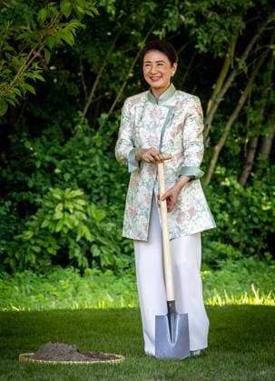 19-06-2026 Amsterdam Empress Masako planting a cherry tree in the Blossom Park in the Amsterdam Forest on the 3rd and last day of the 3 day statevisit to the Netherlands. Â  Copyright: xPPEx