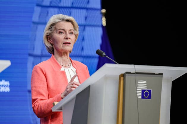 June 19, 2026, Brussels, Belgium, European Union: URSULA VON DER LEYEN, President of the European Commission speaks during a press conference following the final day of the European Council summit in Brussels, highlighting progress on the EUÃ¢â‚¬â ¢s next long-term budget, competitiveness, UkraineÃ¢â‚¬â ¢s accession process and continued unity among Member States. Brussels European Union - ZUMAo116 20260619_znp_o116_116 Copyright: xBiancaxOterox