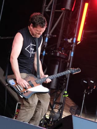 June 19, 2026, Newport, United Kingdom: Mark Hamilton bass and synth player with Northern Irish rock band Ash, performing live on stage at the Isle of Wight. The current line up consists of Tim Wheeler lead vocals, guitar, keyboard..Mark Hamilton bass synth and Rick McMurray drum, percussion Newport United Kingdom  - ZUMAs197 20260619_aab_s197_014 Copyright: xDawnxFletcher-Parkx