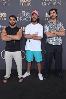 Mohammad Eliraqui, Mohamed Kanj Khamis, Soufiane El Mesaudi bei der Premiere von HOUSE OF THE DRAGON Staffel 3 im Kino International in Berlin am 19.06.2026 *** Mohammad Eliraqui, Mohamed Kanj Khamis, and Soufiane El Mesaudi at the premiere of House of the Dragon Season 3 at the Kino International in Berlin on June 19, 2026 ,detected_source_language