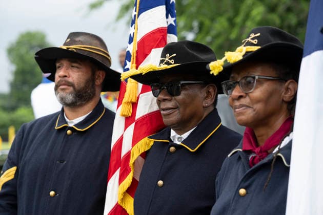 June 19, 2026, Austin, Tx, USA: Texas Buffalo soldiers pose as Texans in Travis County celebrate the Juneteenth federal holiday June 19th, 2026 with a parade in east Austin drawing thousands of participants and spectators to a celebration with deep Texas roots. Juneteenth commemorates the end of slavery in the U.S. when Union troops arrived in Galveston, Texas on June 19, 1865 to announce the end of the Civil War. Austin USA - ZUMAd150 20260619_znp_d150_020 Copyright: xBobxDaemmrichx