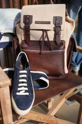 IPA85866356 - Milan, Milan Men™s Fashion Week Spring Summer 2027 - Men™s Fashion, Spring Summer 2027 - Brunello Cuccinelli™s collection - pictured: bag and backpack  Copyright: xRiccardoxGIordanox xRiccardoxGiordanox 85866356