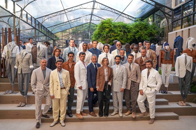 IPA85866398 - Milan, Milan Men™s Fashion Week Spring Summer 2027 - Men™s Fashion, Spring Summer 2027 - Brunello Cuccinelli™s presentation - pictured: Carolina Cuccinelli with the models  Copyright: xRiccardoxGIordanox xRiccardoxGiordanox 85866398