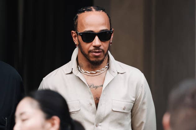 IPA85867389 - Milan, Milan Fashion Week Menswear Spring Summer 2027 - Men s Fashion, Spring Summer 2027 - Ralph Lauren Fashion Show, June 19, 2026 - Guests arriving. Pictured: Lewis Hamilton (Ferrari F1 driver)  Copyright: xAlessandroxBremecx xx 85867389