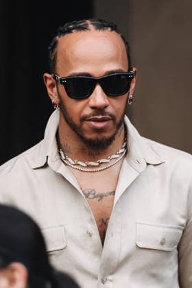 IPA85867454 - Milan, Milan Fashion Week Menswear Spring Summer 2027 - Men s Fashion, Spring Summer 2027 - Ralph Lauren Fashion Show, June 19, 2026 - Guests arriving. Pictured: Lewis Hamilton (Ferrari F1 driver)  Copyright: xAlessandroxBremecx xx 85867454