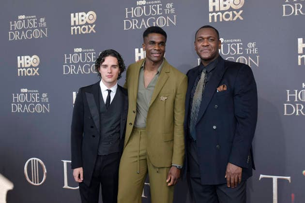 Harry Collett, Clinton Liberty und Abubakar Salim bei der Premiere der 3. Staffel der Sky Now Serie House of the Dragon im Kino International. Berlin, 19.06.2026 *** Harry Collett, Clinton Liberty, and Abubakar Salim at the premiere of Season 3 of the Sky Now series House of the Dragon at Kino International in Berlin, June 19, 2026,detected_source_language Foto:xM.xBehrensx xFuturexImagex dragon_berlin_6668