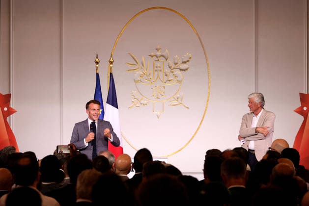 French President Emmanuel Macron delivers a speech as he welcomes several hundred French, European, and international members of the technology community to celebrate the tenth anniversary of the VivaTech technology innovation fair at the Élysée Palace in Paris on June 19, 2026. Stéphane Lemouton, Pool Bestimage, Paris, France,detected_source_language  Copyright: xStÃ phanexLemoutonx xPoolx xBestimagexStÃ phanexLemoutonx xPoolx xBestimagex