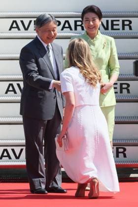 Crown Princess Elisabeth welcomes Japanese Emperor Naruhito and Japanese Empress Masako upon their arrival at Melsbroek military airport for an official state visit of the Japanese Emperor and Empress to Belgium, on Saturday 20 June 2026, in Brussels. The Emperor and Empress of Japan visit Belgium from June 20-25.  BENOITxDOPPAGNE 178439640
