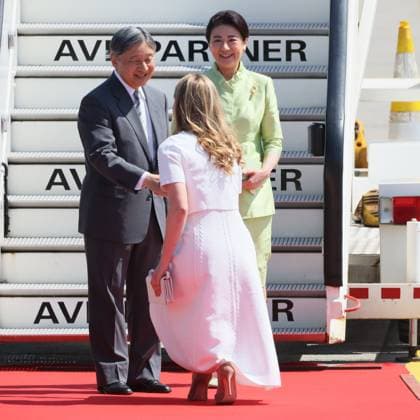 Crown Princess Elisabeth welcomes Japanese Emperor Naruhito and Japanese Empress Masako upon their arrival at Melsbroek military airport for an official state visit of the Japanese Emperor and Empress to Belgium, on Saturday 20 June 2026, in Brussels. The Emperor and Empress of Japan visit Belgium from June 20-25.  BENOITxDOPPAGNE 178441709