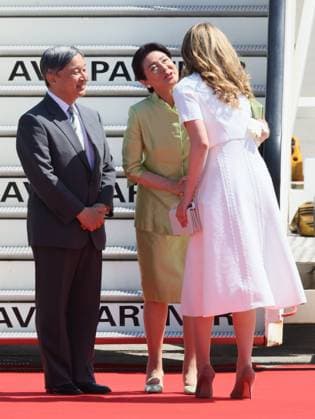 Crown Princess Elisabeth welcomes Japanese Emperor Naruhito and Japanese Empress Masako upon their arrival at Melsbroek military airport for an official state visit of the Japanese Emperor and Empress to Belgium, on Saturday 20 June 2026, in Brussels. The Emperor and Empress of Japan visit Belgium from June 20-25.  BENOITxDOPPAGNE 178442152