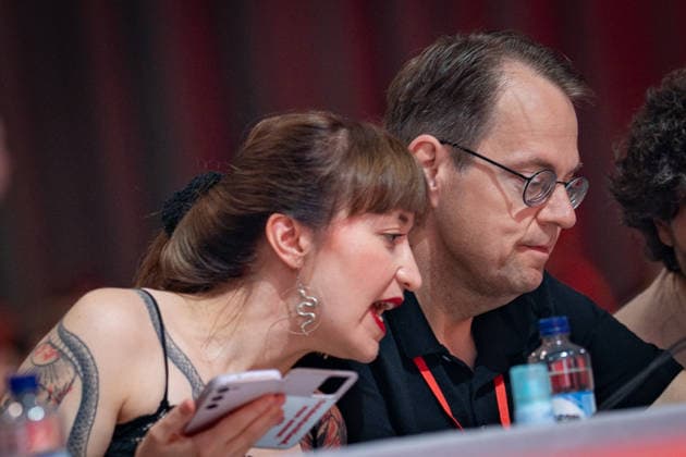 Heidi Reichinnek, Fraktionsvorsitzende im Bundestag, mit ihrem Co-Fraktionsvorsitzenden Sören Pellmann;Bundesparteitag Die Linke in Potsdam - Potsdamer Parteitag 2026, Potsdam Brandenburg Deutschland Metropolis-Halle *** Heidi Reichinnek, parliamentary group leader in the Bundestag, with her co-leader Sören Pellmann; The Left party convention in Potsdam; 2026 Potsdam Party Convention, Potsdam, Brandenburg, Germany; Metropolis Halle,detected_source_language