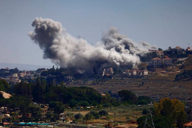 June 20, 2026, Nabatieh District, South Lebanon, lebanon: Israeli airstrikes have continued across southern Lebanon since midnight, with intense bombardments targeting the city of Nabatieh and its surrounding areas. The images capture powerful explosions and rising smoke as strikes hit multiple locations amid ongoing regional tensions. Nabatieh District lebanon - ZUMAb339 20260620_znp_b339_003 Copyright: xAbdulxKaderxAlxBayx