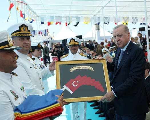 Turkish President Recep Tayyip Erdogan ISTANBUL, TURKIYE - JUNE 20: (----EDITORIAL USE ONLY - MANDATORY CREDIT - TURKISH PRESIDENCY MUSTAFA KAMACI HANDOUT - NO MARKETING NO ADVERTISING CAMPAIGNS - DISTRIBUTED AS A SERVICE TO CLIENTS----) Turkish President Recep Tayyip Erdogan and the Romanian President Nicusor Dan attend the Ceremony for Delivery of Cam. Roman Offshore Patrol Vessel to Romanian Naval Forces, and for Commissioning and Flag-Raising of Turkish Naval Forces’ Platforms at Istanbul Shipyard Command in Istanbul, Turkiye on June 20, 2026. TUR Presidency Mustafa Kamaci Anadolu Istanbul Turkey. Editorial use only. Please get in touch for any other usage.  Copyright: x2026xAnadoluxTURxPresidencyx xMustafaxKamacix