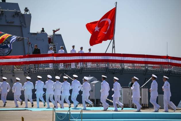 Turkish President Recep Tayyip Erdogan ISTANBUL, TURKIYE - JUNE 20: Turkish President Recep Tayyip Erdogan and the Romanian President Nicusor Dan attend the Ceremony for Delivery of Cam. Roman Offshore Patrol Vessel to Romanian Naval Forces, and for Commissioning and Flag-Raising of Turkish Naval Forces’ Platforms at Istanbul Shipyard Command in Istanbul, Turkiye on June 20, 2026. Arif Hudaverdi Yaman Anadolu Istanbul Turkey. Editorial use only. Please get in touch for any other usage.  Copyright: x2026xAnadoluxArifxHudaverdixYamanx