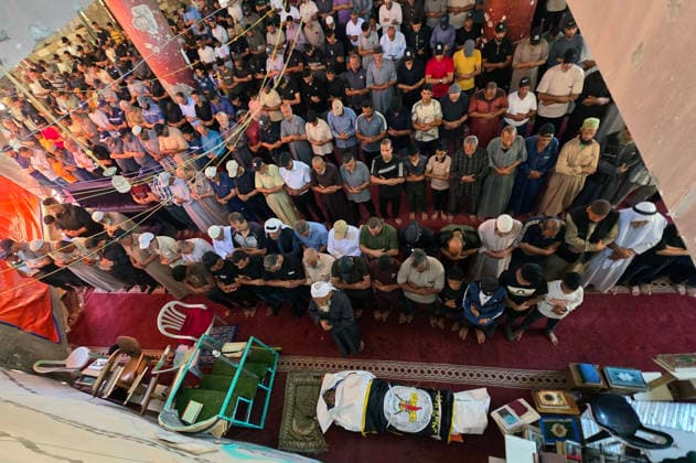 Mourners attend funeral of Islamic Jihad commander in Khan Younis Mourners carry the body of Zaki Abu Mustafa, a commander in the Al-Quds Brigades, the armed wing of Islamic Jihad, during his funeral in Khan Younis, southern Gaza Strip, on June 20, 2026. Abu Mustafa was killed in an Israeli drone strike that targeted tents sheltering displaced Palestinians in the al-Mawasi area, west of Khan Younis, on the previous evening. Photo by Tariq Mohammad APA Images Khan Yunis Gaza Strip Palestinian Territory 200626_Khan_Yunis_TM_01(17) Copyright: xapaimagesxTariqxMohammad xapaimagesx