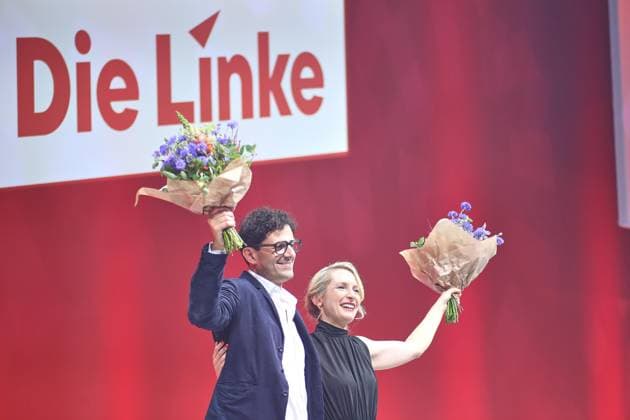 Potsdam, Brandenburg, Deutschland, 20.06.2026: Metropolis-Halle: Bundesparteitag der Linkspartei: Luigi Pantisano und Ines Schwerdtner *** Potsdam, Brandenburg, Germany, June 20, 2026, Metropolis Halle, Federal Party Convention of The Left Party, Luigi Pantisano and Ines Schwerdtner,detected_source_language Copyright: xdtsxNachrichtenagenturx dts_124189
