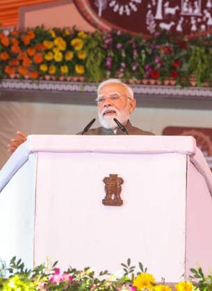 2nd Anniversary programme of the BJP Government in Odisha Mayurbhanj Odisha , Jun 20 (ANI): Prime Minister Narendra Modi addresses the second-anniversary programme of the BJP-led Odisha government at Rairangpur, Mayurbhanj, on Saturday. (DPR PMO ANI Photo) Mayurbhanj Odisha India Copyright: xANIx ANI_20260620337