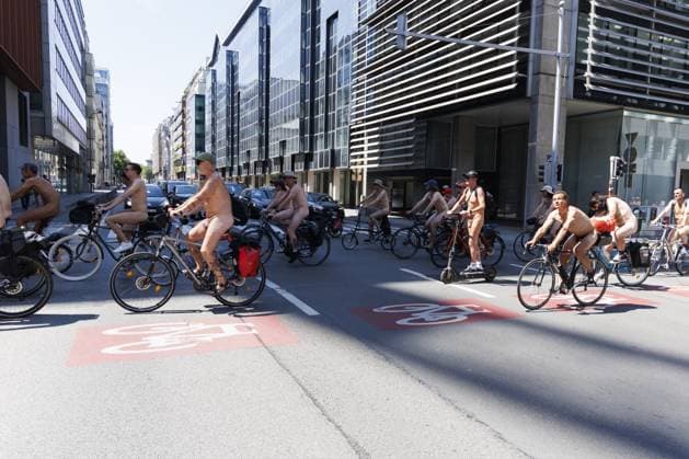The Cyclonudista World Naked Bike Ride pictured in Brussels, Saturday 20 June 2026. The initiative, celebrating it s 20th edition, wants to lobby for cycling safety, the environment and bodily freedom.  NICOLASxMAETERLINCK 178461932