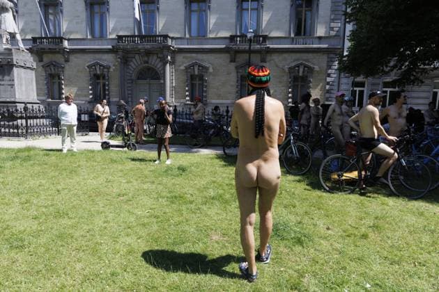 The Cyclonudista World Naked Bike Ride pictured in Brussels, Saturday 20 June 2026. The initiative, celebrating it s 20th edition, wants to lobby for cycling safety, the environment and bodily freedom.  NICOLASxMAETERLINCK 178461966