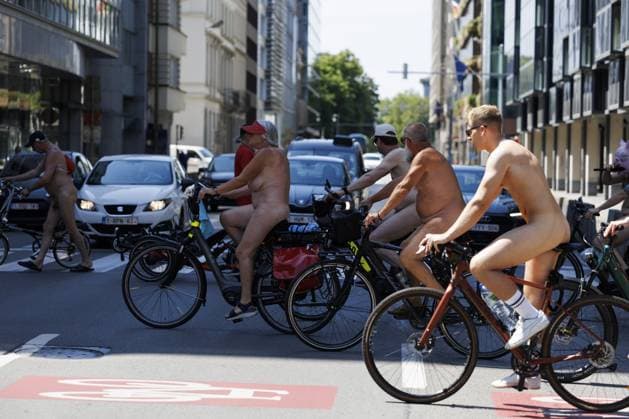 The Cyclonudista World Naked Bike Ride pictured in Brussels, Saturday 20 June 2026. The initiative, celebrating it s 20th edition, wants to lobby for cycling safety, the environment and bodily freedom.  NICOLASxMAETERLINCK 178462019