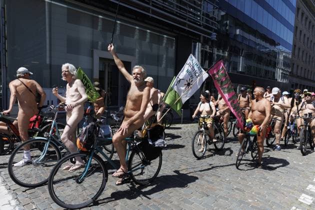 The Cyclonudista World Naked Bike Ride pictured in Brussels, Saturday 20 June 2026. The initiative, celebrating it s 20th edition, wants to lobby for cycling safety, the environment and bodily freedom.  NICOLASxMAETERLINCK 178462029