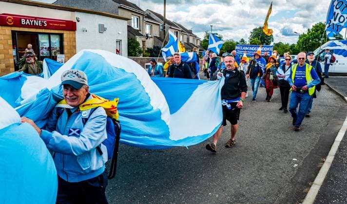 UK: Independence March at Old Stirling Bridge in Stirling, Scotland on 20th June 2026 Saturday 20th June 2026 Independence supporters march from Stirling Bridge to the site of the Battle of Bannockburn. Copyright: xAndrewxWilsonx