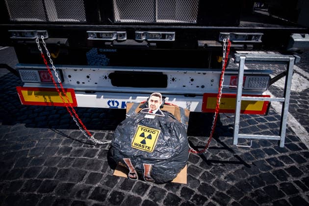 June 20, 2026, Rome, Rm, Italy: Tens of thousands of people take part in the 32nd edition of the Pride Parade in the streets of Rome. Cardboard cutout with the image of Roberto Vannacci is attached to the back of one of the floats participating in the parade. Rome Italy - ZUMAg256 20260620_znp_g256_043 Copyright: xMarcoxDixGianvitox