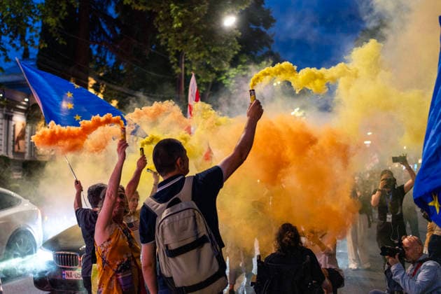 June 20, 2026, Tbilisi, Georgia: Protesters participate on the 570th day of anti-government rallies in Tbilisi. Tbilisi Georgia - ZUMAz174 20260620_zip_z174_011 Copyright: xMoexZoyarix