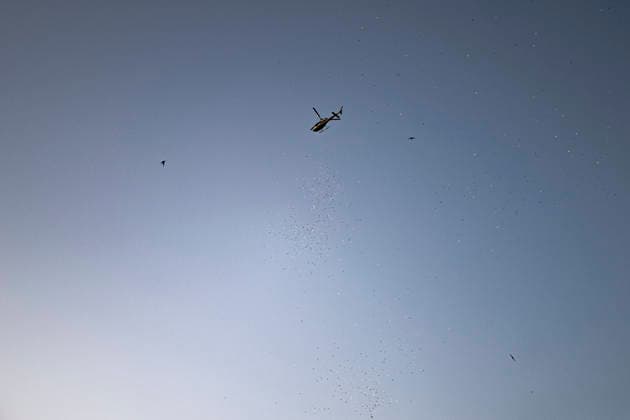 Barcelona celebrates the 50th anniversary of the end of the dictatorship with a poem bombardment over the Cathedral. A helicopter drops poems during the poem bombardment event to celebrate the 50th anniversary of the end of the dictatorship, near the Cathedral on June 20, 2026, in Barcelona, Catalonia, Spain. A helicopter will drop 100,000 poems in the form of bookmarks, which people can pick up off the ground. The event is intended as a symbolic and pacifist act to transform a space historically associated with fascist bombings during the Civil War into a place of culture and remembrance. JUNE 20, 2026 Lorena Sopê Barcelona, Catalonia Barcelona, Catalonia, Spain,detected_source_language  Copyright: xLorenaxSopÃªnax 7612352