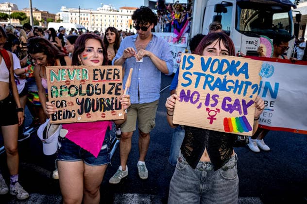 Rome Pride Parade 2026 ROME, ITALY - JUNE 20: People take part the 32st edition of the Pride Parade in support of LGBTQ rights on June 20 2026 in Rome, Italy. Rome Italy Copyright: xStefanoxMontesix